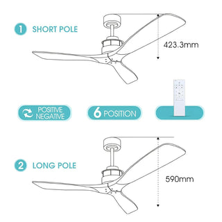 Brett - Modern Ceiling Fan with Dark Wood Blades and LED Light