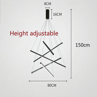 Miller - Modern Hanging Thin Black Crossed Bar Ceiling Light Chandelier