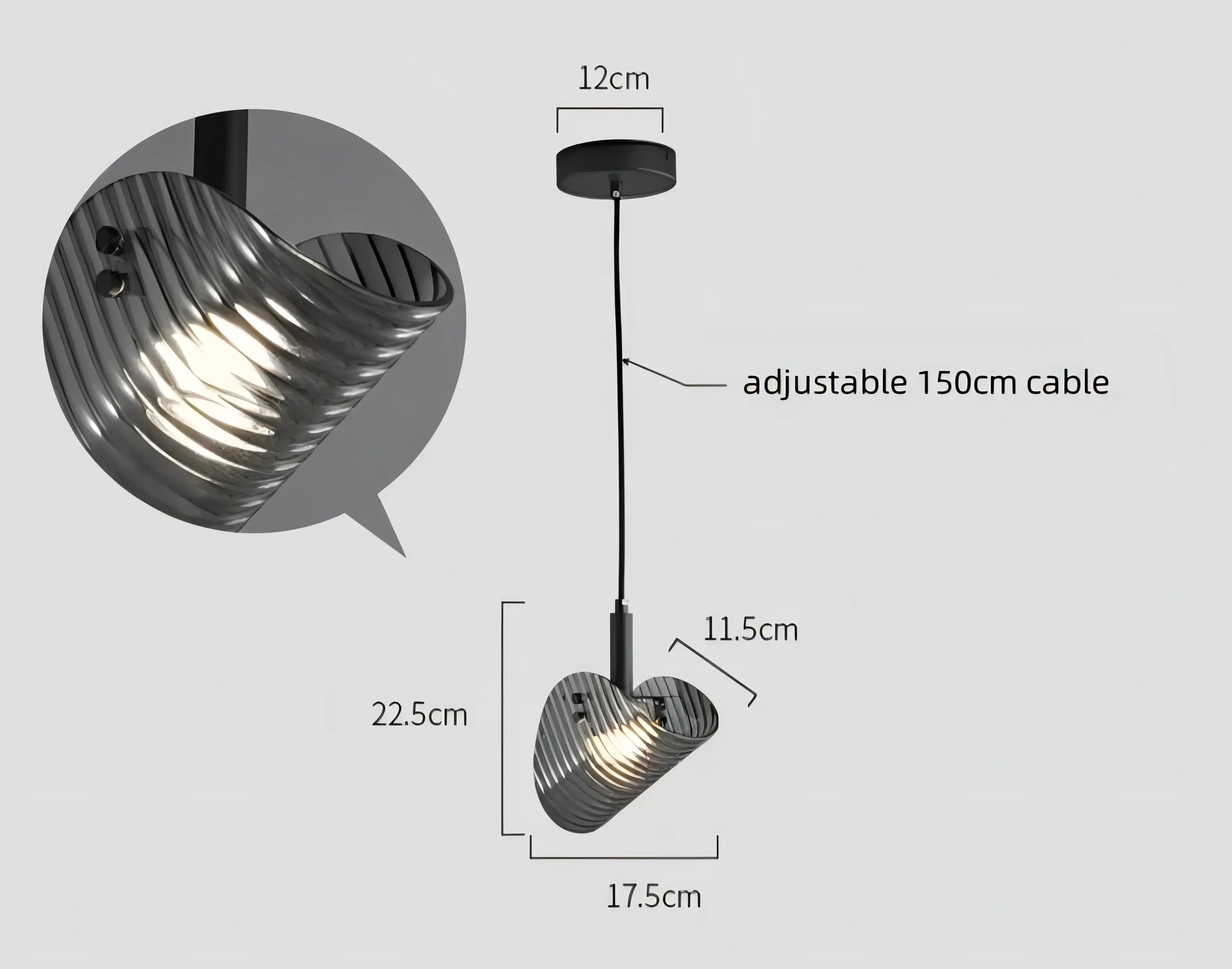 Sofie - Modern Grey Patterned Glass Ceiling Chandelier