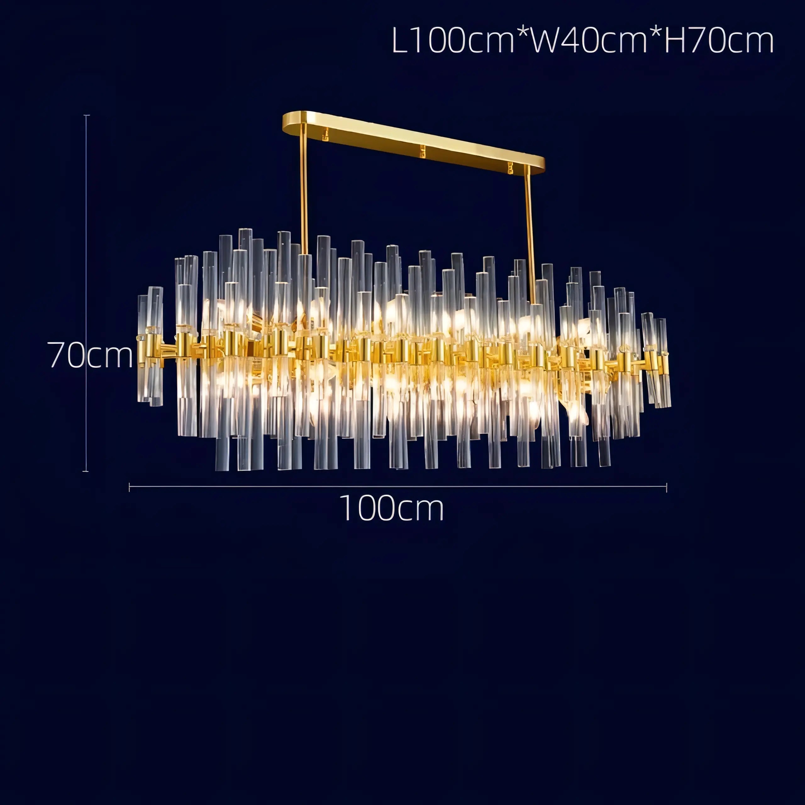 Sofia - Glass Crystal Tubes Round Gold Ceiling Chandelier