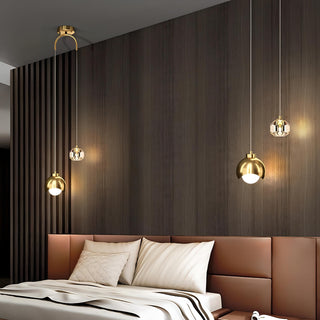 Noe - Half Moon Shade Double Head Crystal Pendant Hanging Ceiling Light
