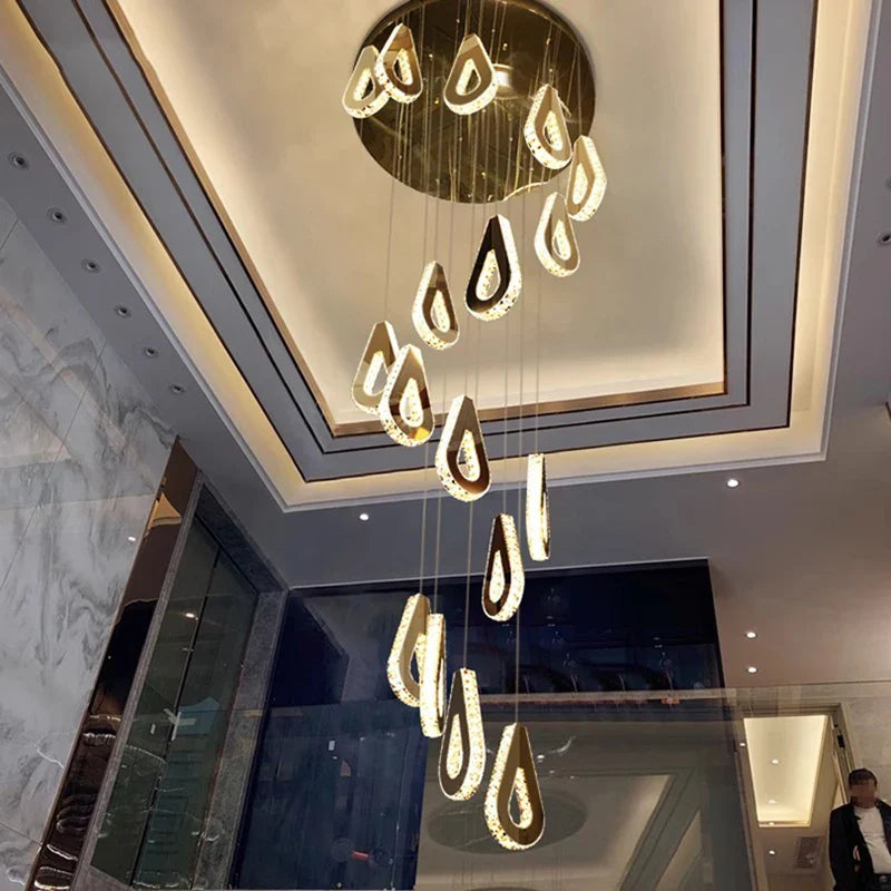 Whitney - Gold Crystal Teardrop Ceiling Chandelier
