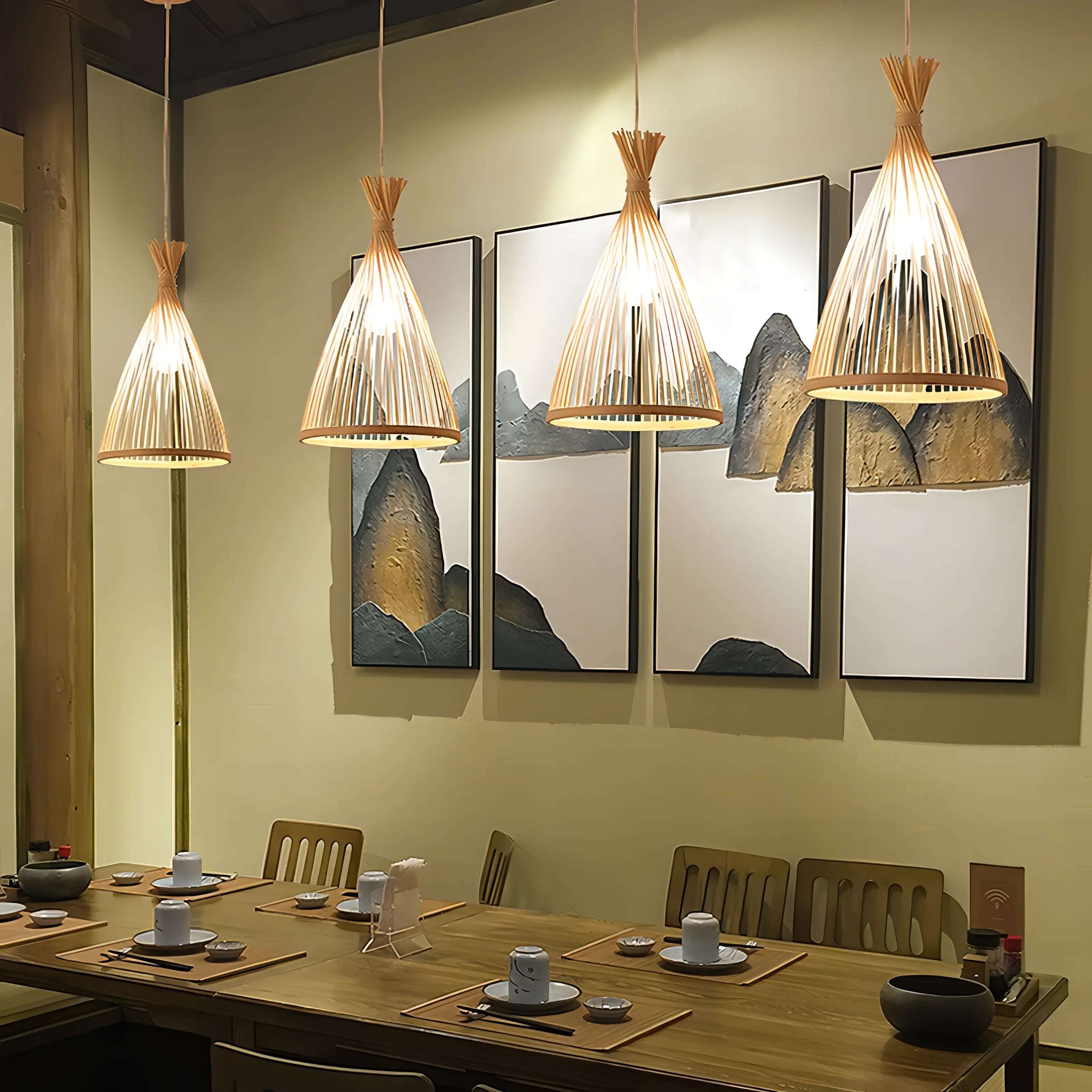 Emily - Hanging Bamboo Weaving Pendant Light