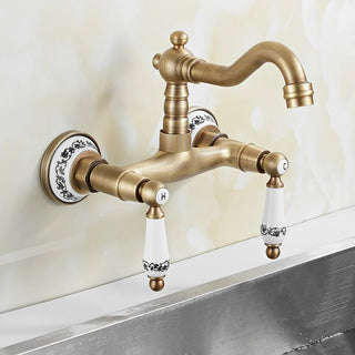 Herrick - Retro Ceramic Double Handle Wall Mounted Mixer Kitchen Tap
