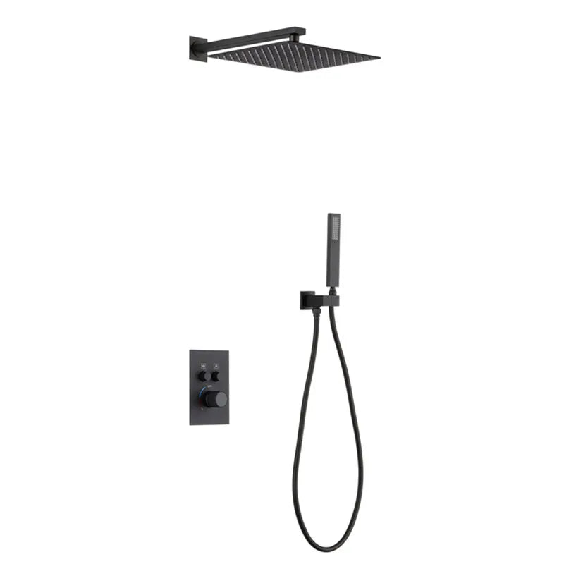 Mcneely - Square Rain Shower Head Set with Handheld Shower