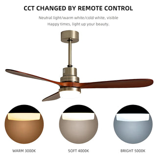 Brett - Modern Ceiling Fan with Dark Wood Blades and LED Light
