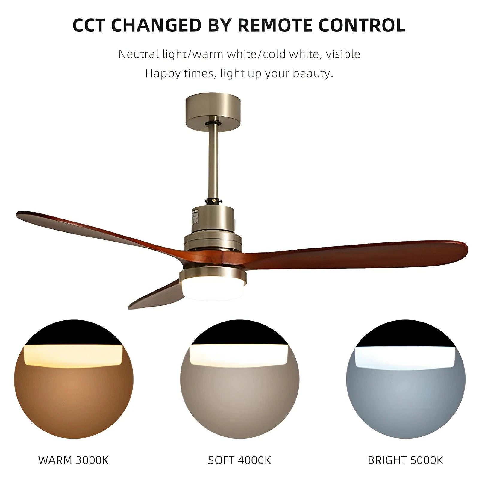 Brett - Modern Ceiling Fan with Dark Wood Blades and LED Light