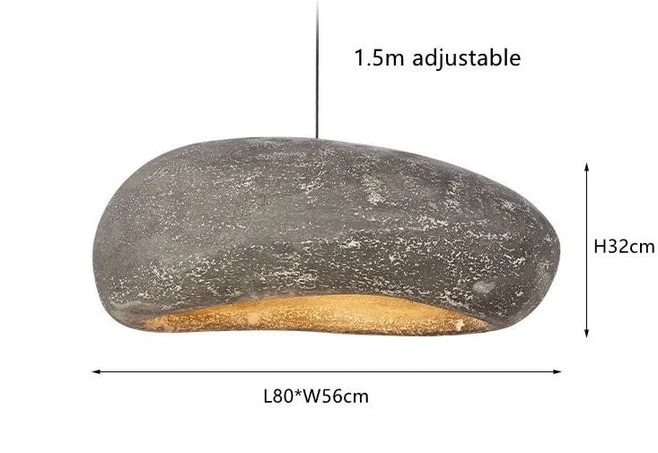 Frona - Wabi-Sabi Round Rock Style Hanging Pendant Ceiling Light