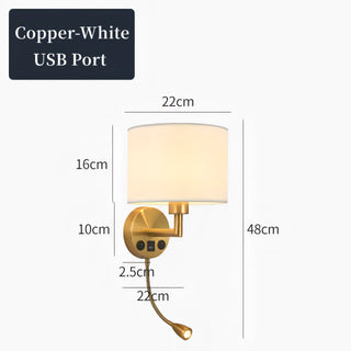Vallejo - Fabric Shade Rotating Bedside Reading Wall Light