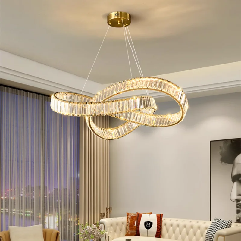 Diana - Modern Round Gold Crystal Hanging Chandelier