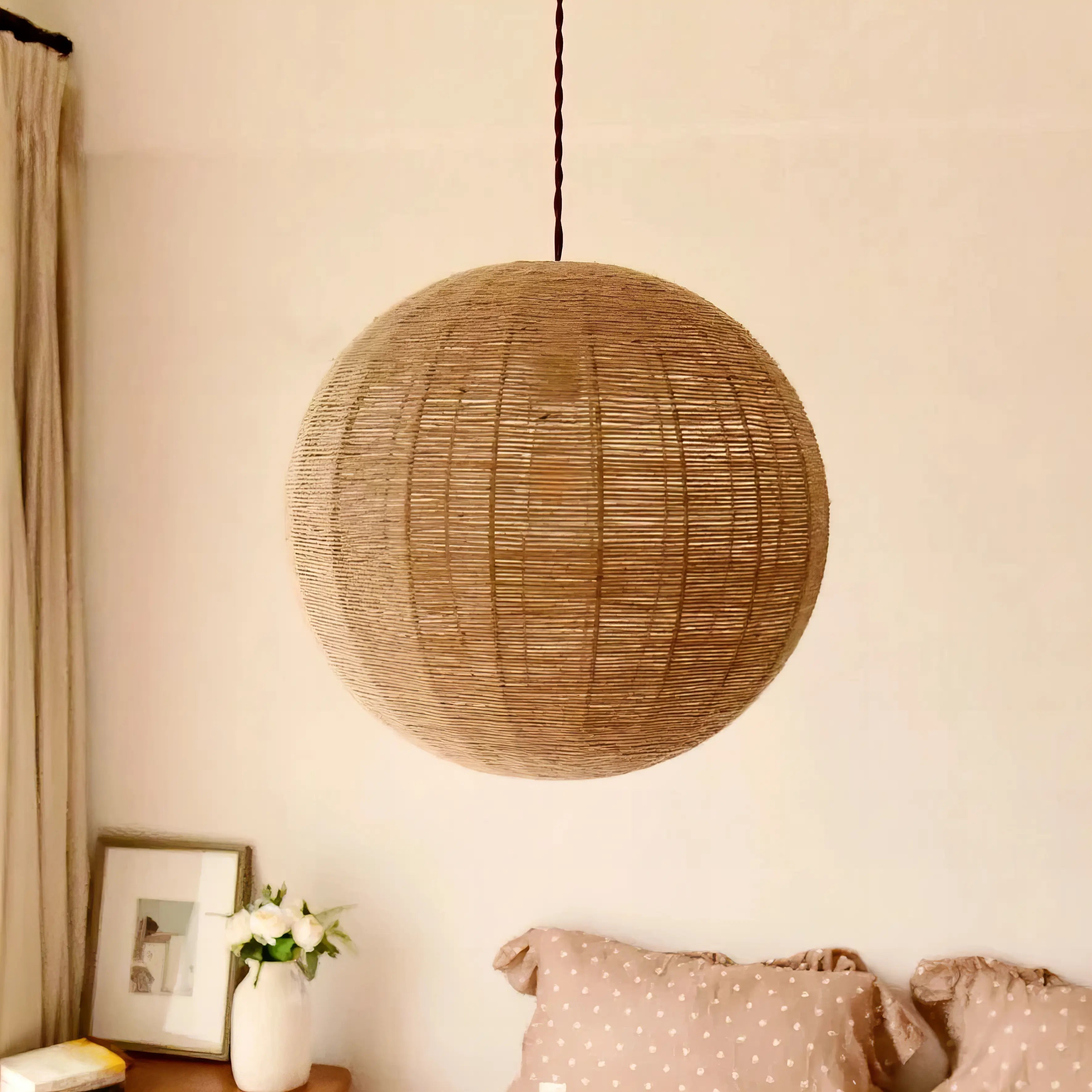Graham - Handmade Fabric Round Ball Pendant Ceiling Lamp