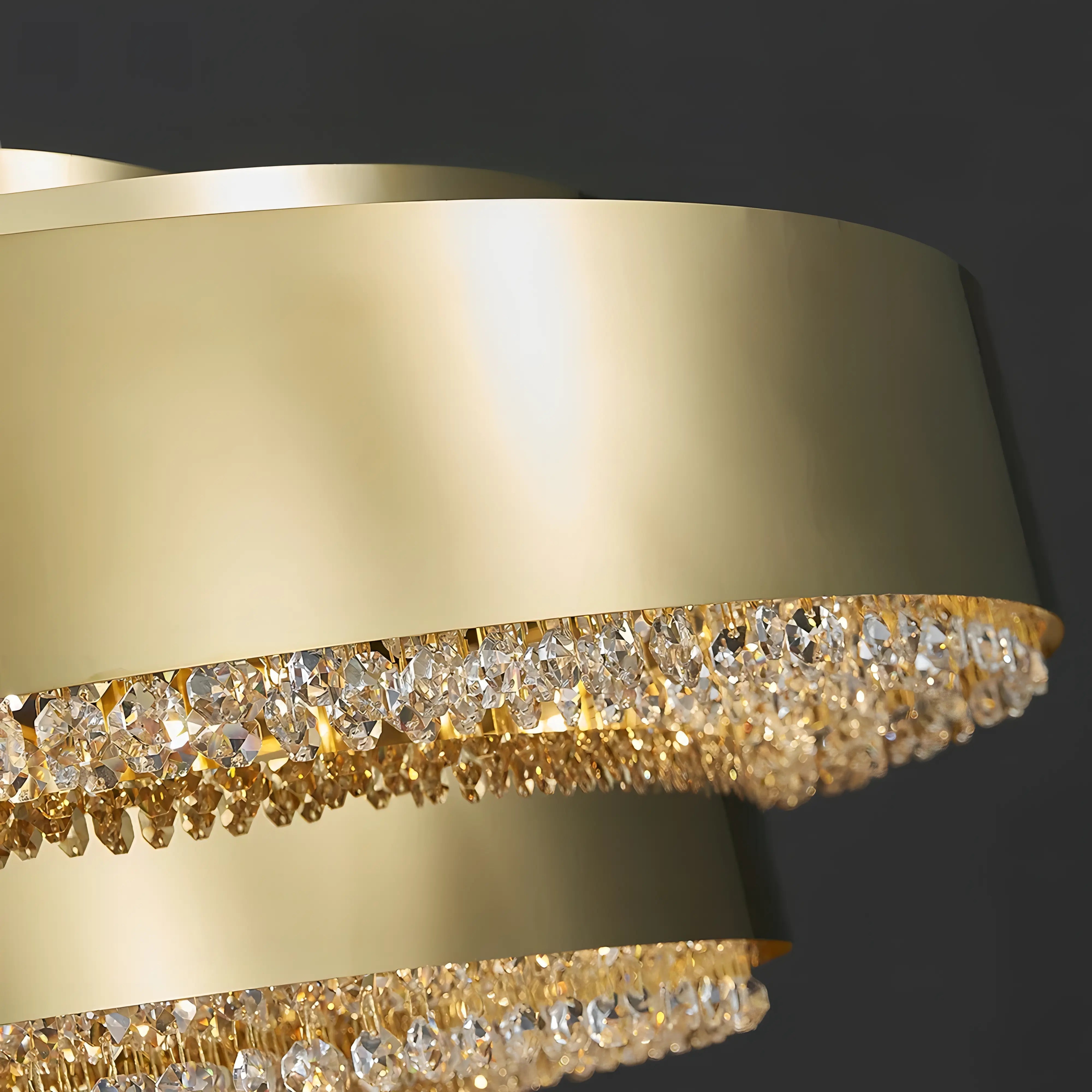Manda - Crystal Gold Bead Rectangle Ceiling Chandelier