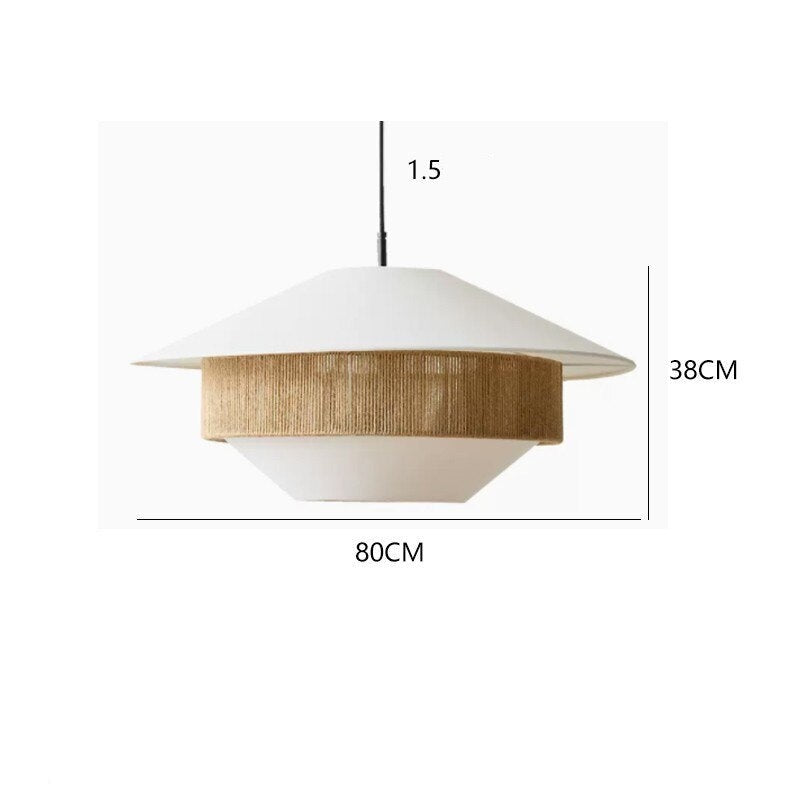 Jolanka - Vintage Japanese Round Double Shade White Hand Woven Ceiling Light