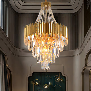 Duke - Gold Multi Tier Round Crystal Glass Hanging Ceiling Light Chandelier