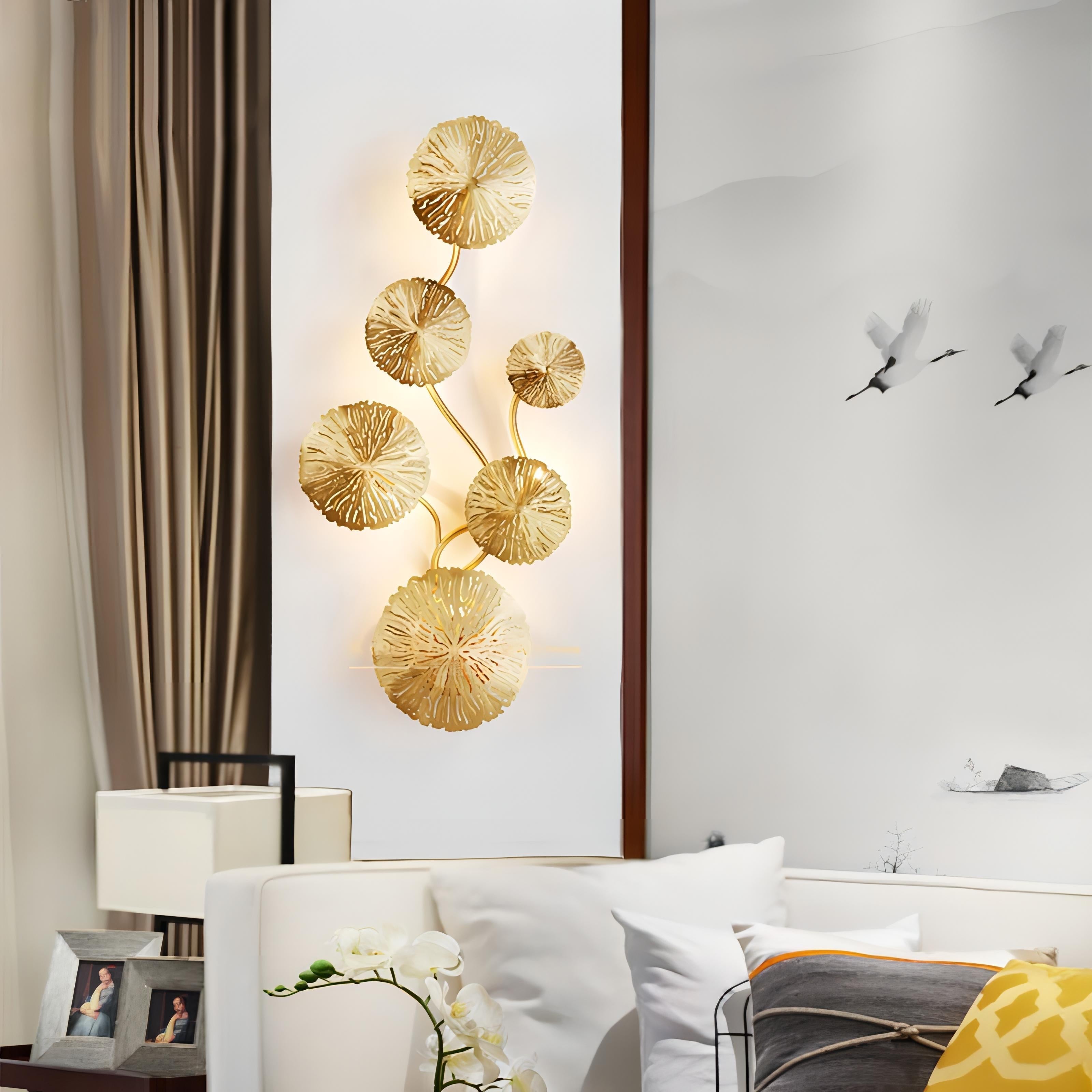 Dilan - Gold Multi Head Patterned Leaf Wall Light