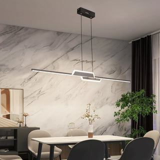 Modern Long Bar Hanging LED Chandelier Black
