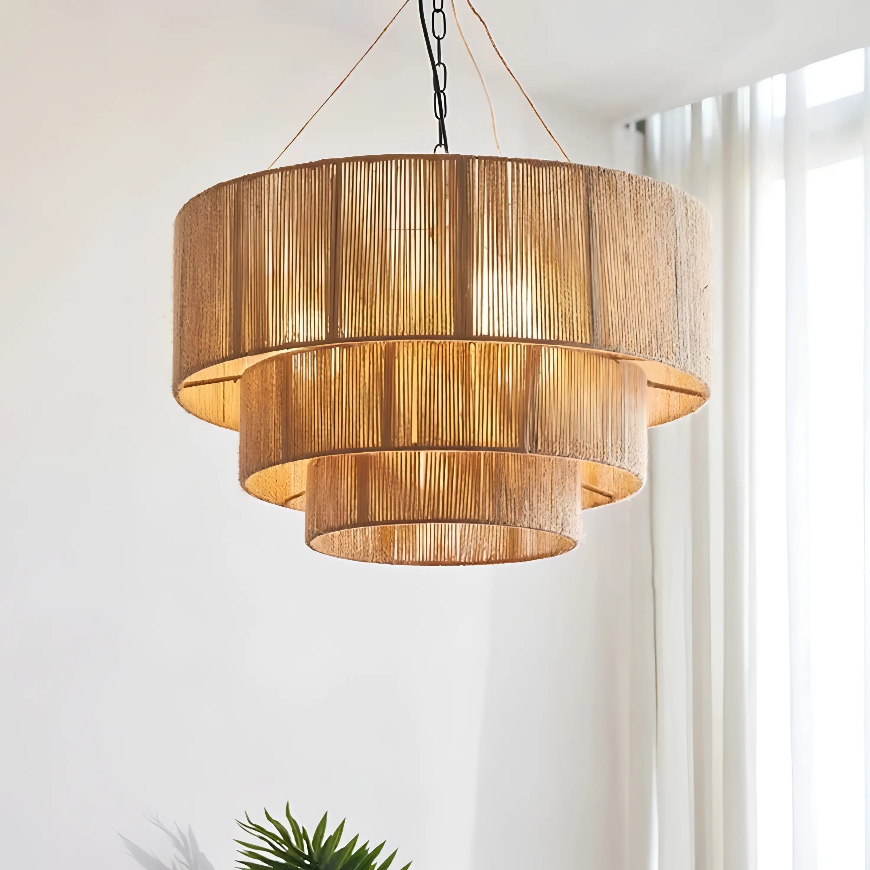Carnes - Rattan Wicker Pendant Ceiling Light Bohemian Style
