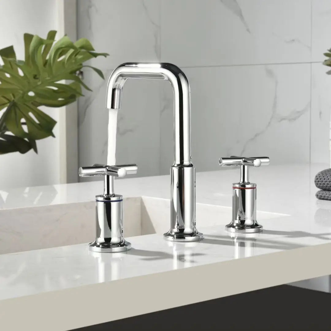 Celia - Dual Handle Modern Brushed Basin Tap
