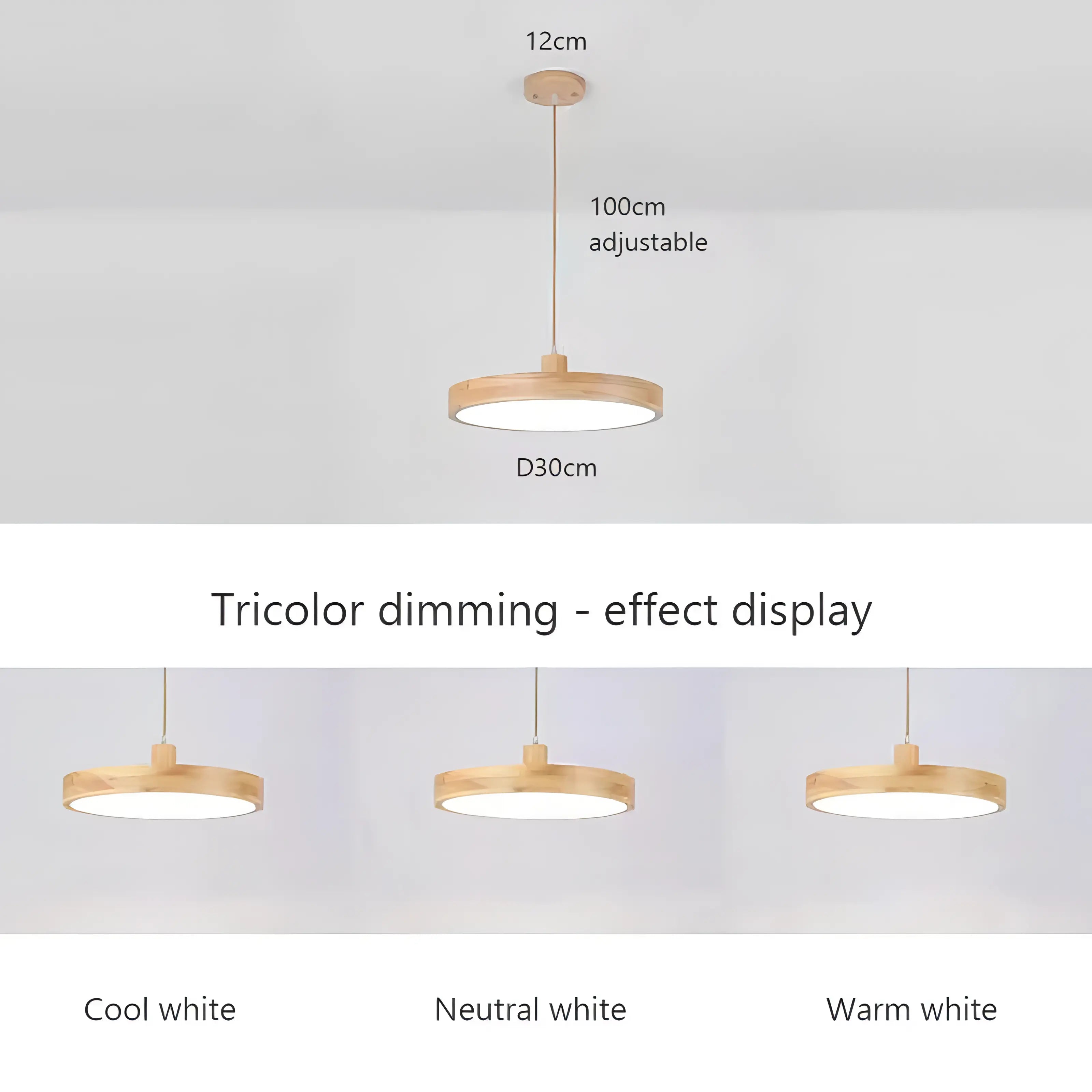 Dulce - Modern Thin Round Wooden Hanging Pendant Ceiling Light