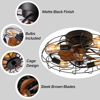 Sanaya - Industrial Retro Ceiling Fan Light