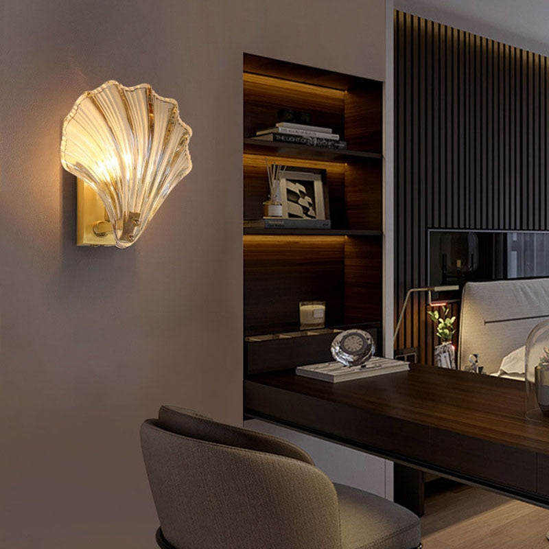 COAXOCH - Modern Minimalist Glass Shell Gold Wall Light
