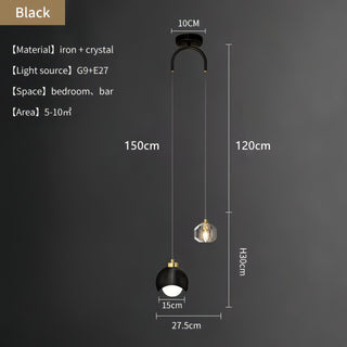 Noe - Half Moon Shade Double Head Crystal Pendant Hanging Ceiling Light