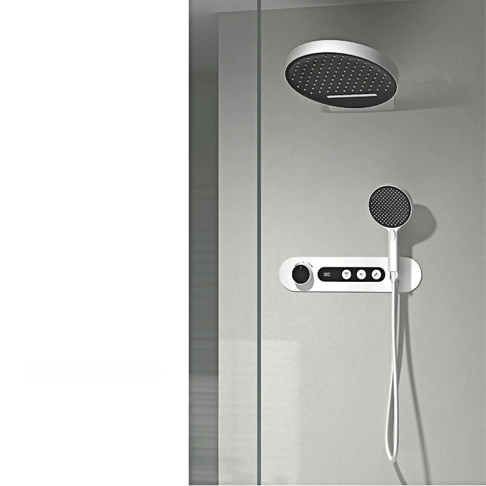 Cordell - Brass Round Waterfall Shower System with Digital Display