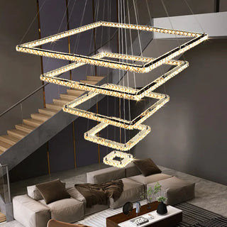 Pollonia - Modern Square Tiered Gold Hanging Chandelier