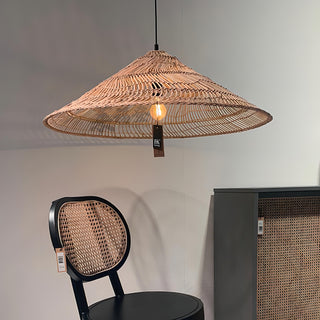 Silas - Wooden Shade Round Pendant Hanging Ceiling Light