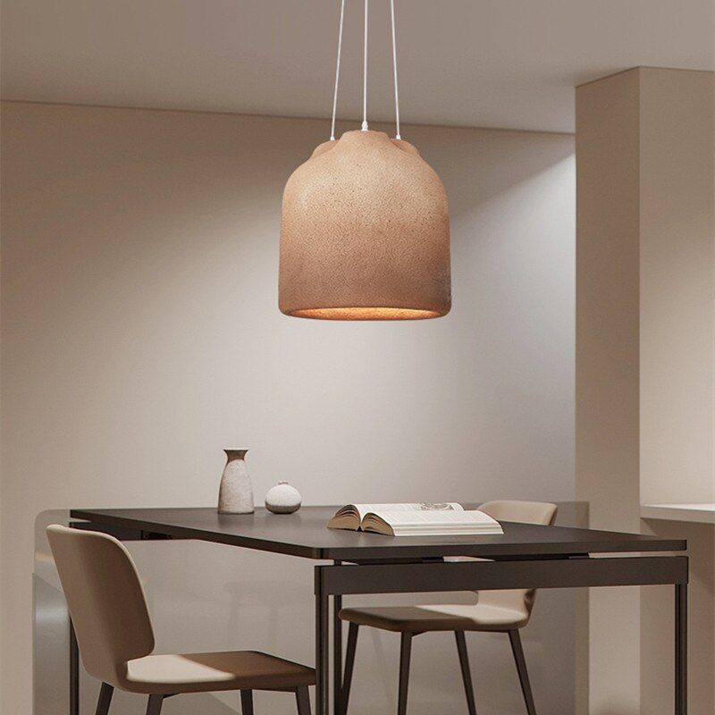 AKOKO - Round Hanging 3 Bulb Natural Modern Ceiling Light