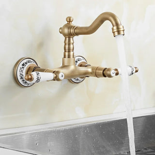 Herrick - Retro Ceramic Double Handle Wall Mounted Mixer Kitchen Tap