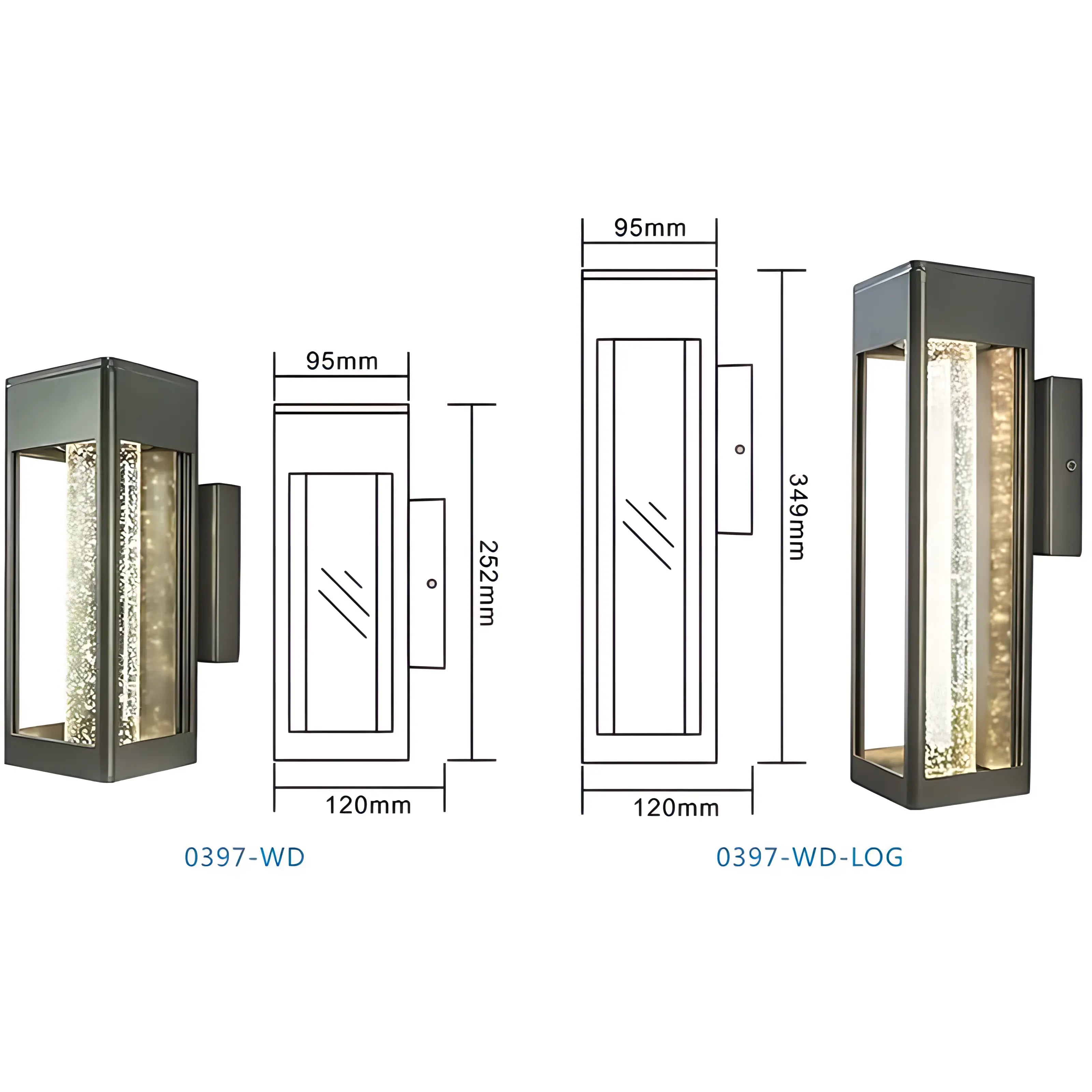 Holland - Black Caged Crystal Bubble Glass Outdoor Wall Light