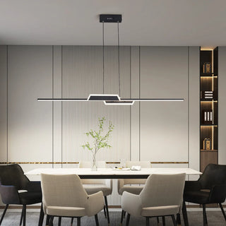 Thanasia - Modern Long Bar Hanging LED Chandelier Black