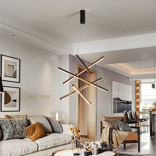 Miller - Modern Hanging Thin Black Crossed Bar Ceiling Light Chandelier