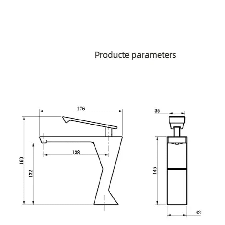 Jonas - Modern Geometric Sleek Single Lever Waterfall Basin Tap