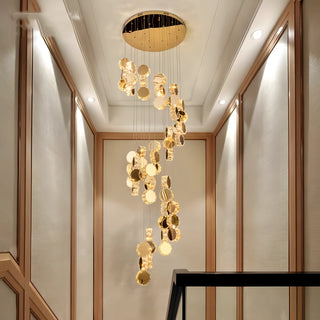 Christina - Round Crystal Gold Hanging Ceiling Chandelier