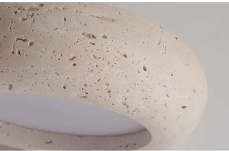 Birch - Round Natural Wood Travertine LED Ceiling Light