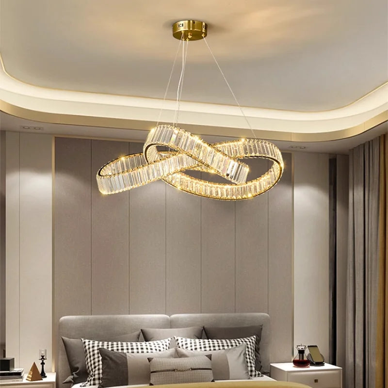 Diana - Modern Round Gold Crystal Hanging Chandelier