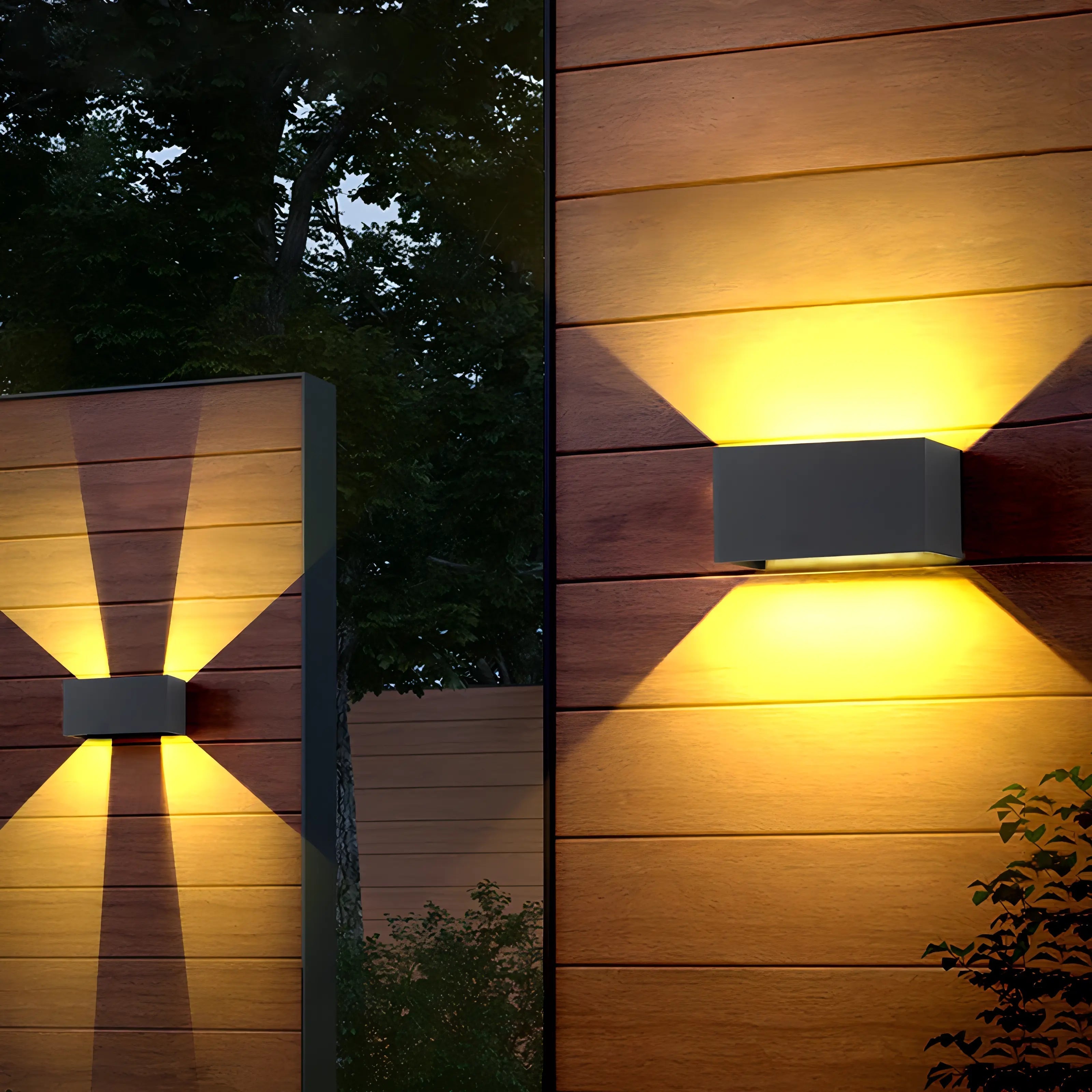 Aryanna - Modern Black Rectangle Up/Down Outdoor Wall Light