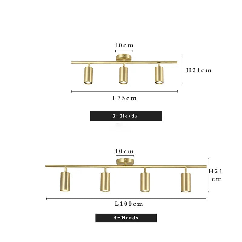 Resmiye - Modern Gold Semi-Flush Adjustable Head LED Ceiling Light