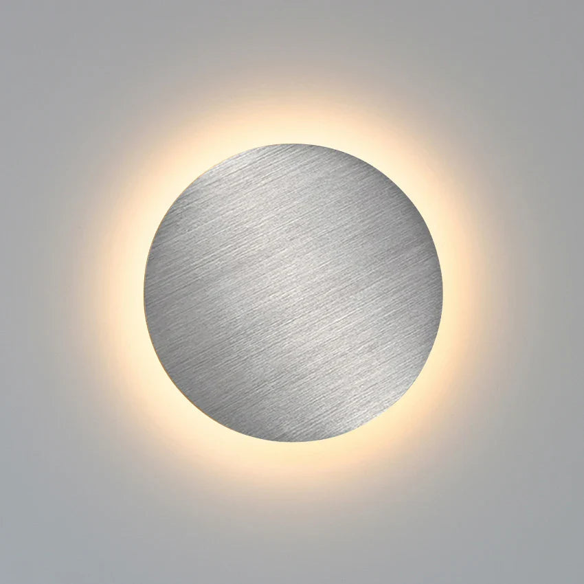 Oskar - Modern Brushed Metal Disc Wall Lamp