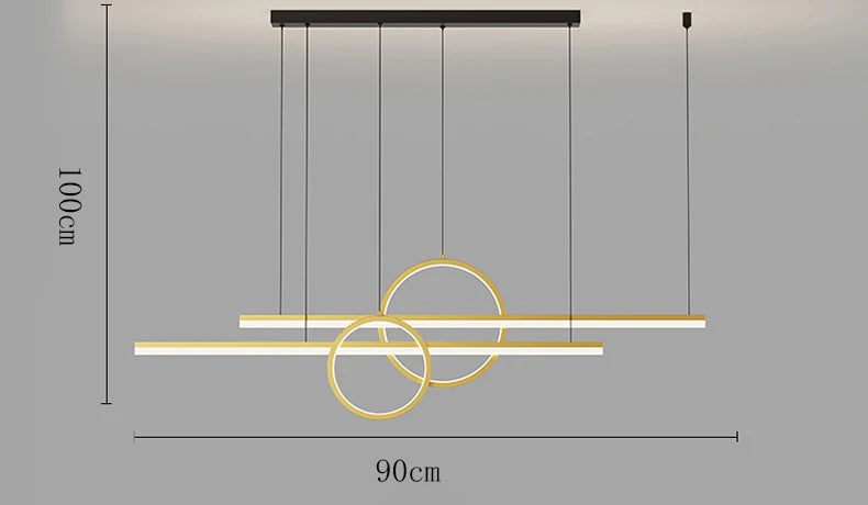 Evdokia - Modern Long Bar LED Double Ring Ceiling Light Chandelier