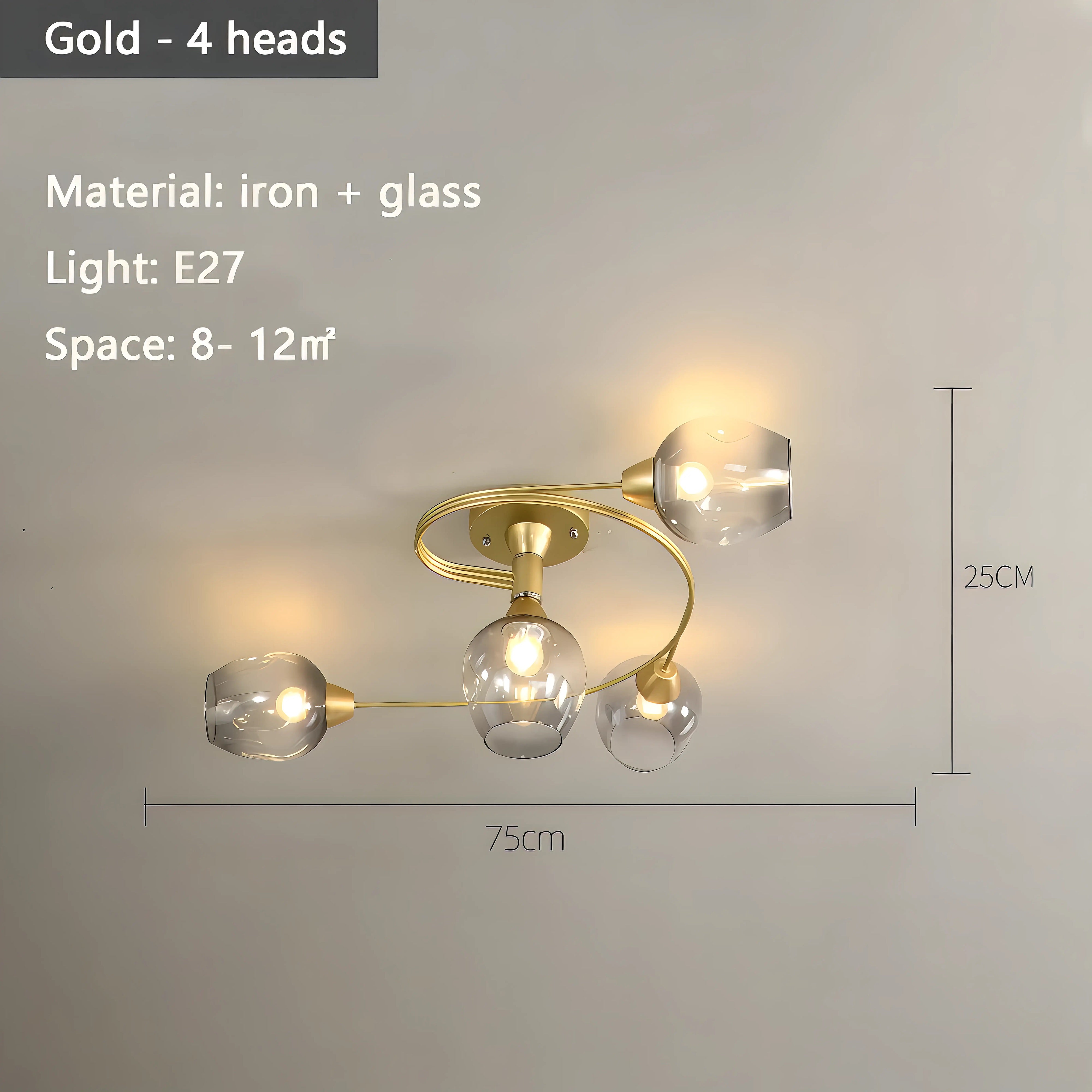 Arabella - Modern Twisted Body Coloured Glass Multi Head Ceiling Light Chandelier