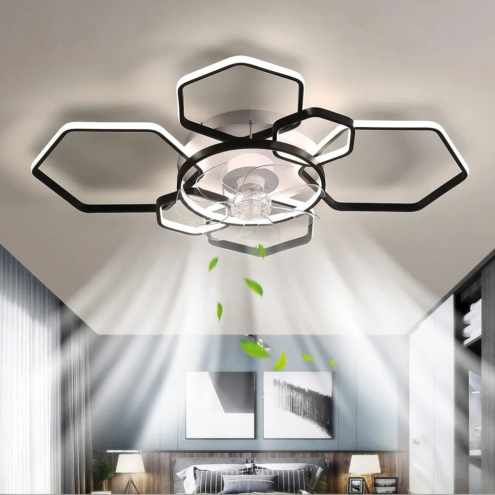 Genaro - Modern Hexagonal 6 Speeds LED Ceiling Fan with Remote Control
