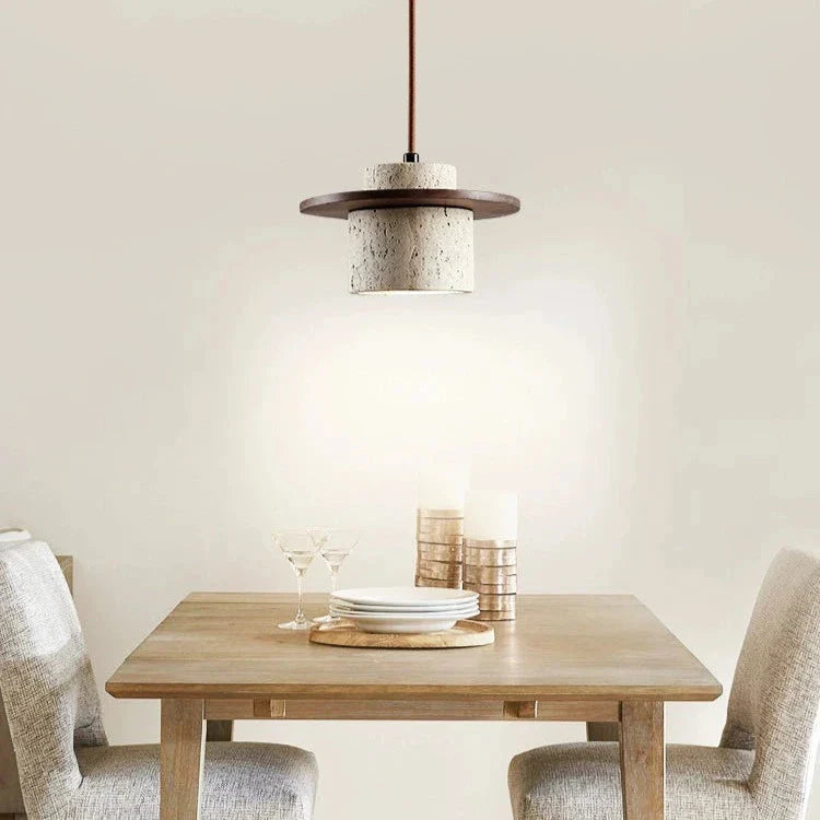 Selina - Brown Stone Round Shade Hanging Pendant Ceiling Light