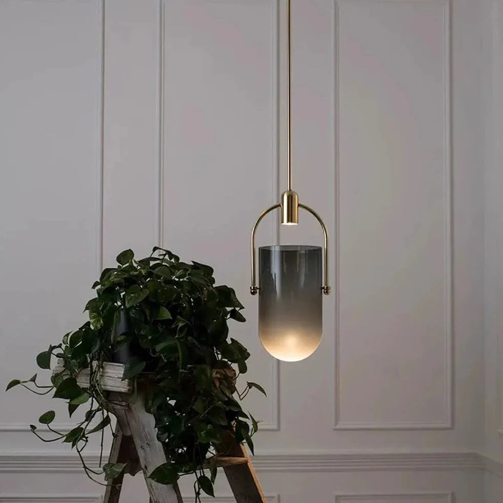 Franchesca - Coloured Glass Gold Frame Hanging Pendant Ceiling Light