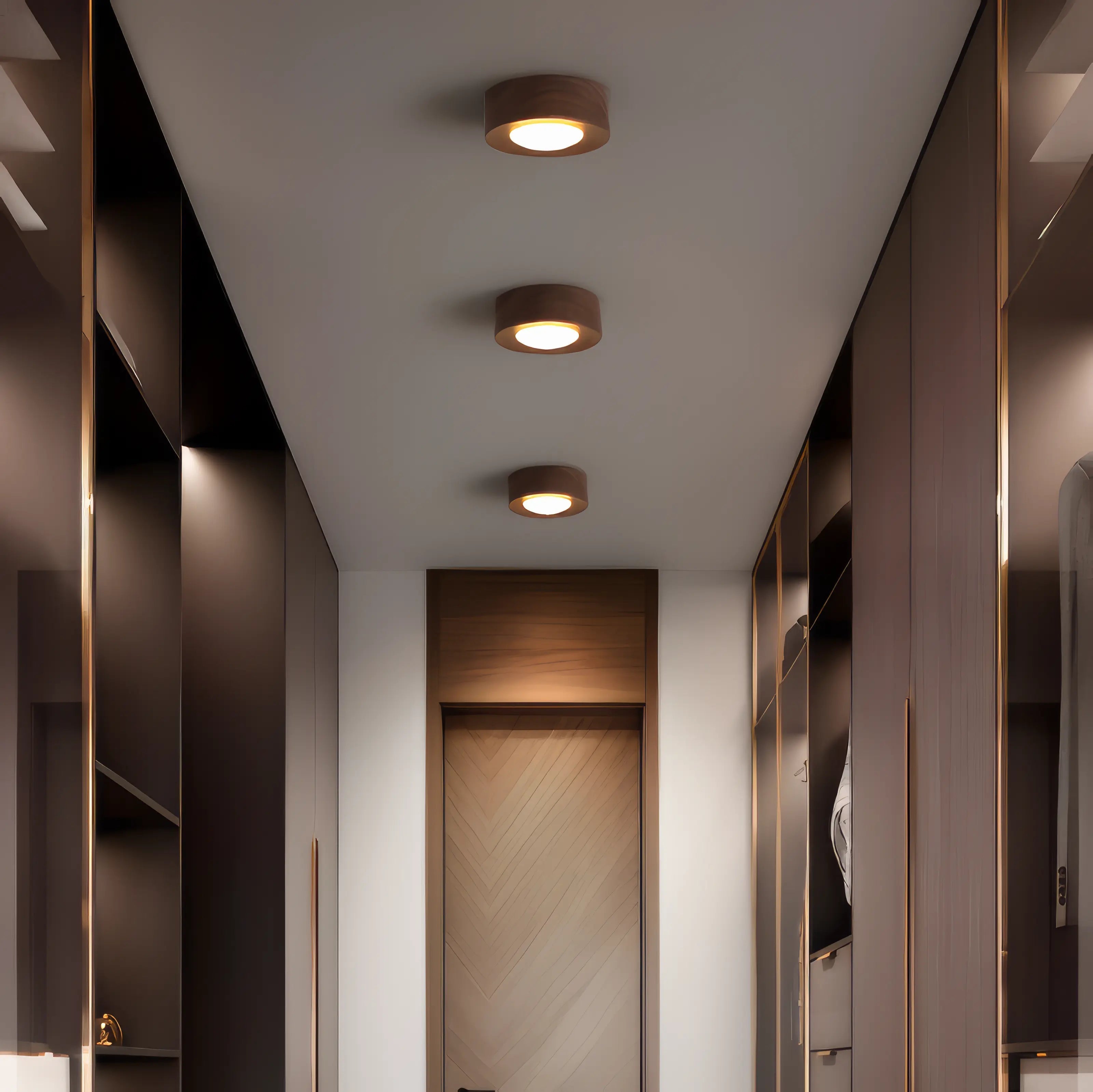 Maeve - Minimalist Walnut Wooden Flush Mount Downlight Ceiling Light