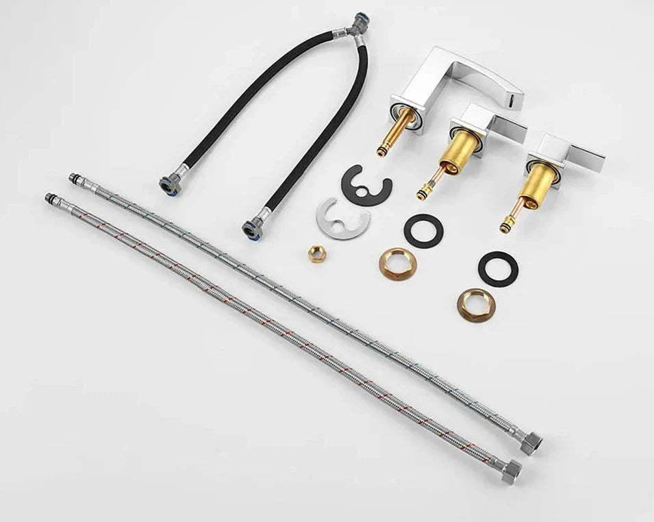 Valadez - Modern Dual Handle Brass Waterfall Basin Mixer Tap