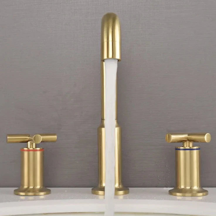 Celia - Dual Handle Modern Brushed Basin Tap
