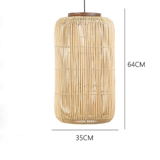 Karola - Retro Rattan Squashed Round Ceiling Light
